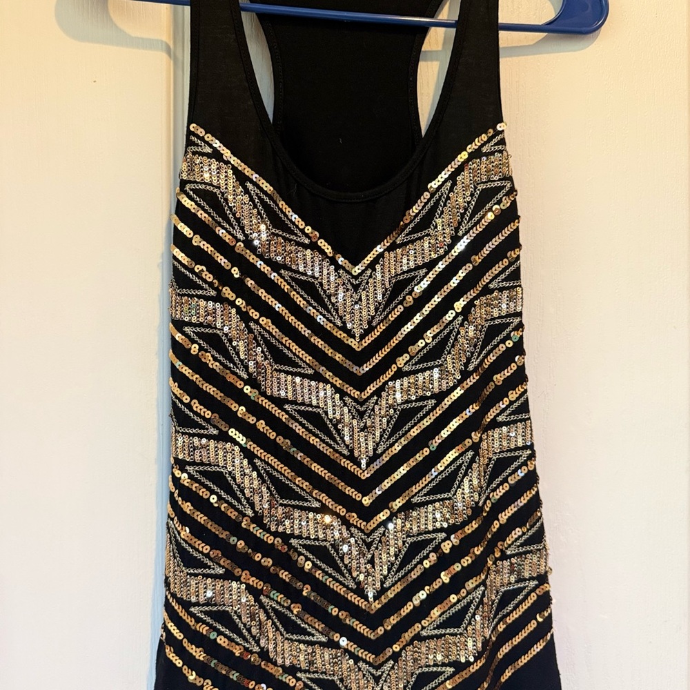Black and Gold Sequin Women's Top